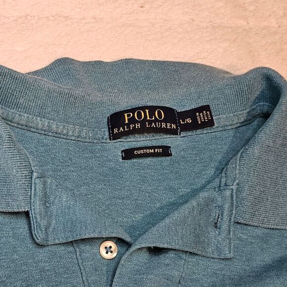 Polo By Ralph Lauren Pique Polo T Shirt Turquoise Aquamarine Size Large. - Picture 3 of 5